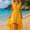 Women's Ruffle Trim Plain High-Low dress