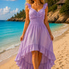 Women's Ruffle Trim Plain High-Low dress