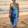 Women's Tropical Print Sleeveless V-Neck Asymmetrical Hem Summer Dress