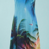 Women's Tropical Print Sleeveless V-Neck Asymmetrical Hem Summer Dress
