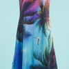 Women's Tropical Print Sleeveless V-Neck Asymmetrical Hem Summer Dress