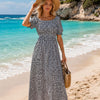 Basic Wear Club | Floral Rayon Cotton Short Sleeves Maxi Dress | Summer Beach Dress for Women