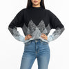 Geometric Pattern Oversized Turtleneck Top