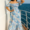 basic wear club short sleeves dress floral baby blue