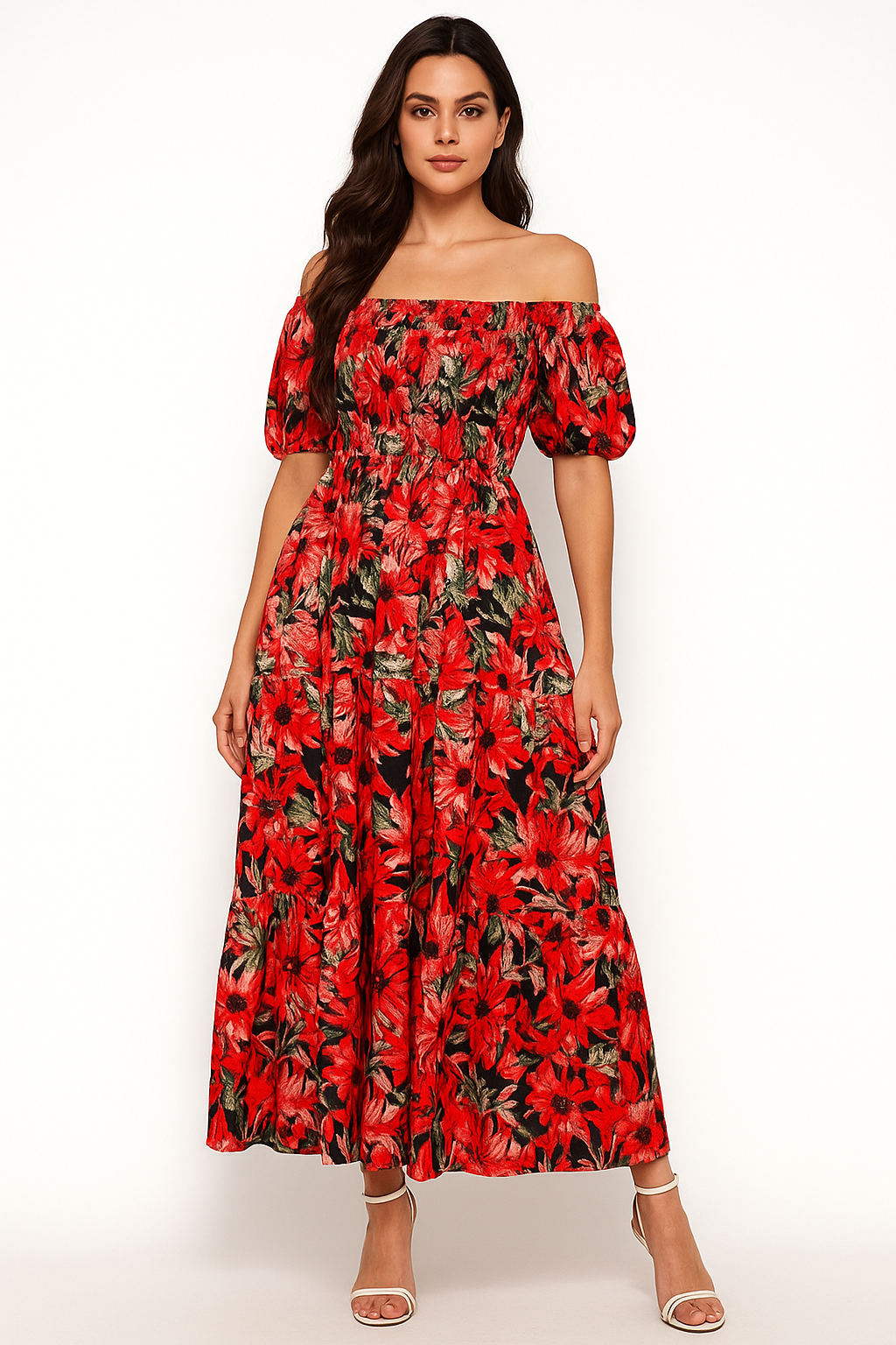 basic wear club short sleeves dress floral red