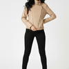  beige Faux Leather Biker Jacket