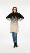 Geometric Pattern Oversized Turtleneck Top