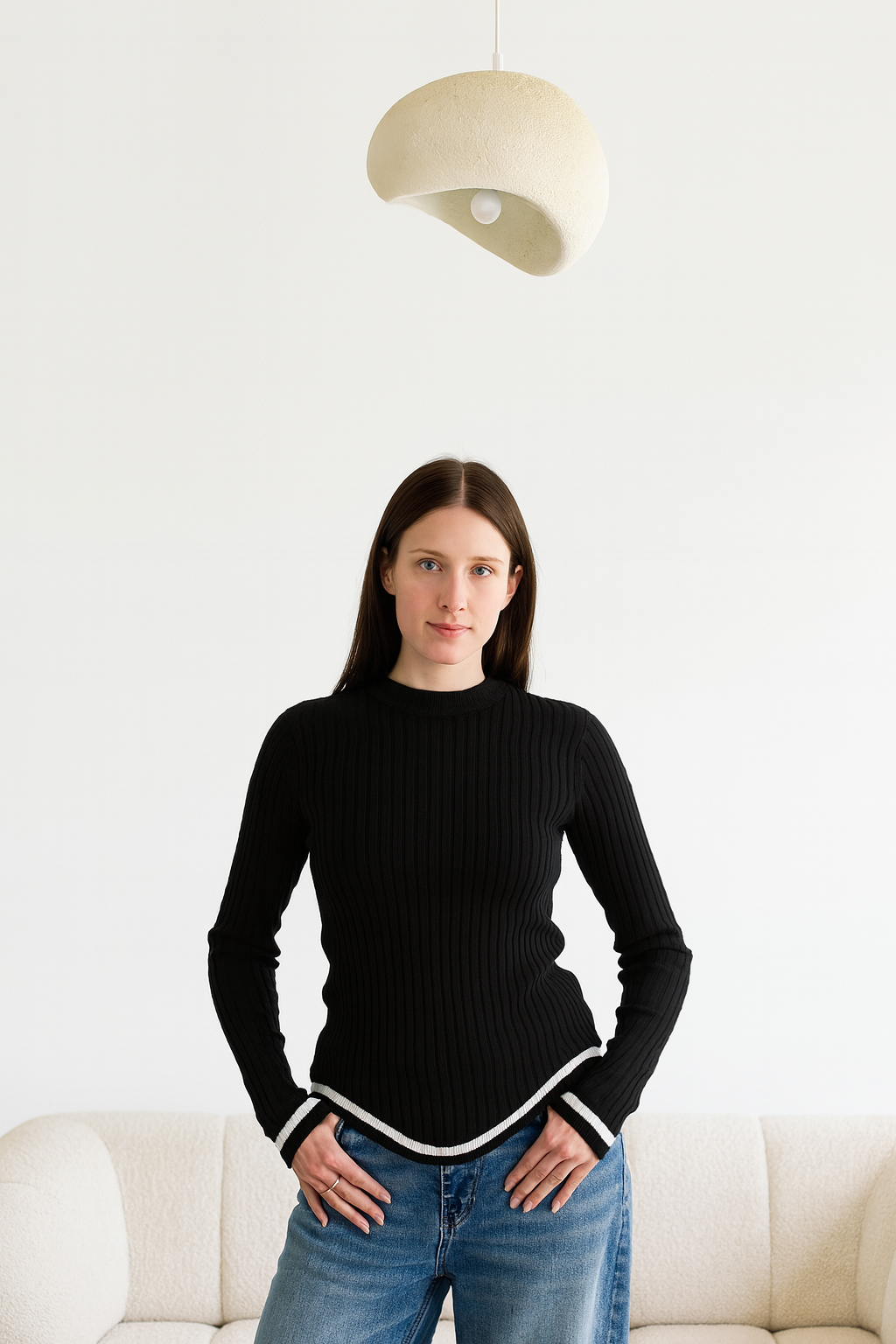 black  Basic Knit Top