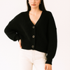 black  Chunky Knit Button-Up Sweater