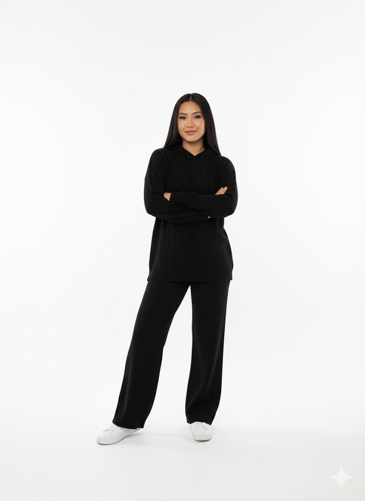 Hooded two-piece Knit Set – Comfortable Loungewear