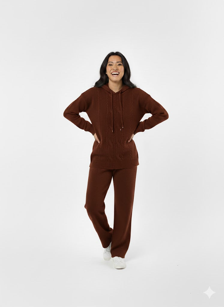 Hooded two-piece Knit Set – Comfortable Loungewear