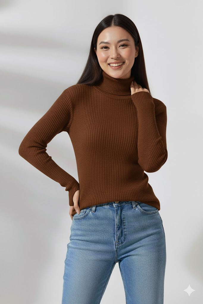 Basic Long Sleeves Ribbed Knit Top – Comfortable and Chic