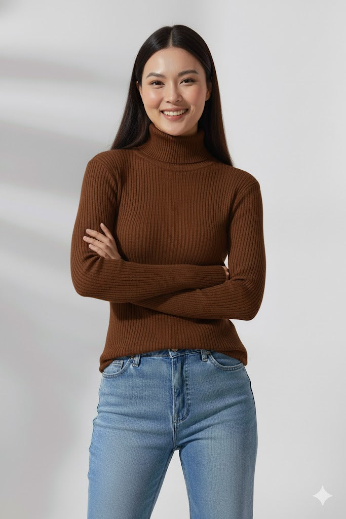 Basic Long Sleeves Ribbed Knit Top – Comfortable and Chic