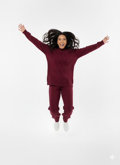 Hooded two-piece Knit Set – Comfortable Loungewear