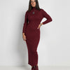 burgundy maxi body coneknit dress