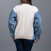 cable-knit Sweater with denim sleeves Beige Back
