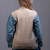 cable-knit Sweater with denim sleeves