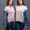 cable-knit Sweater with denim sleeves Style