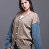 café Knit Sweater with Denim Sleeveless