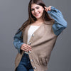 cafe Knit Sweater with Denim Sleeveless