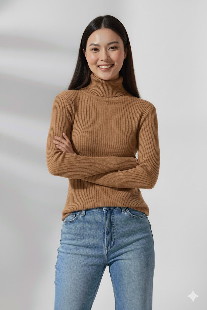 Basic Long Sleeves Ribbed Knit Top – Comfortable and Chic