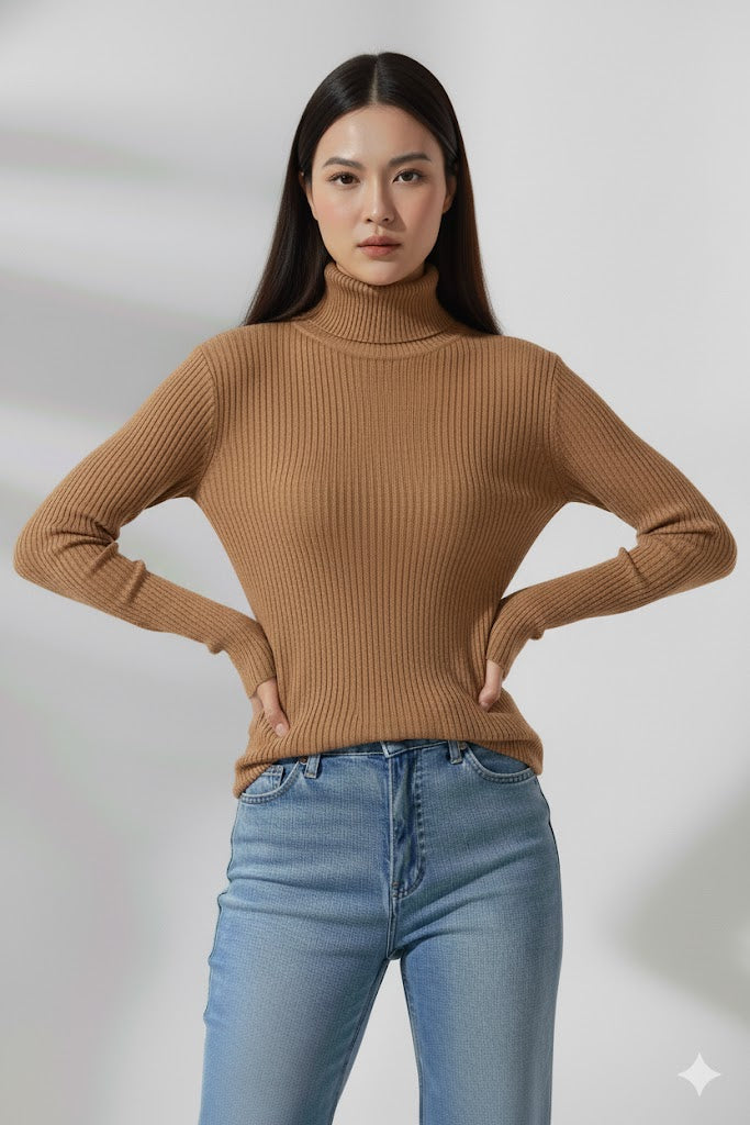 Basic Long Sleeves Ribbed Knit Top – Comfortable and Chic