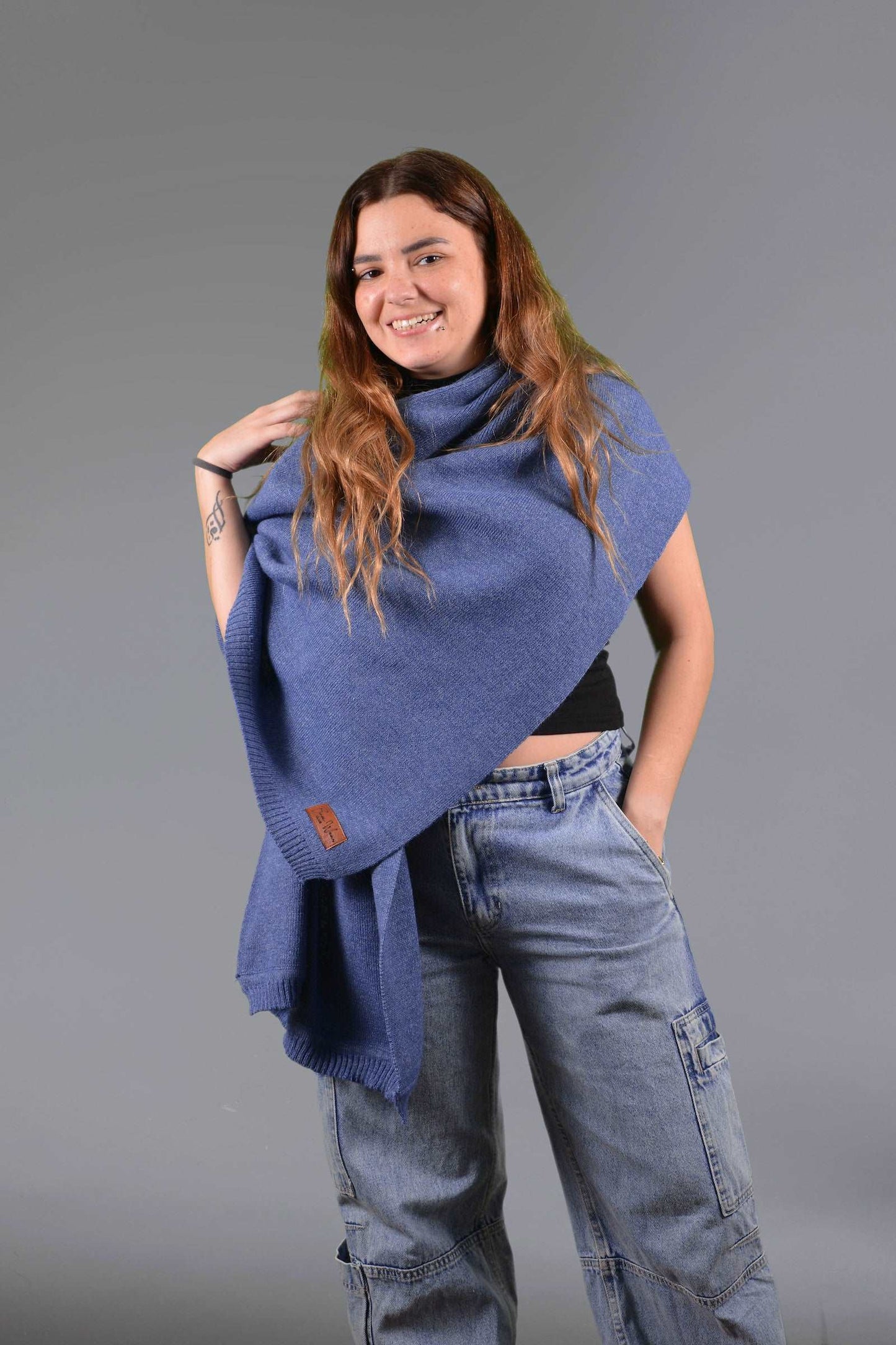 denim Knit wool Shawl