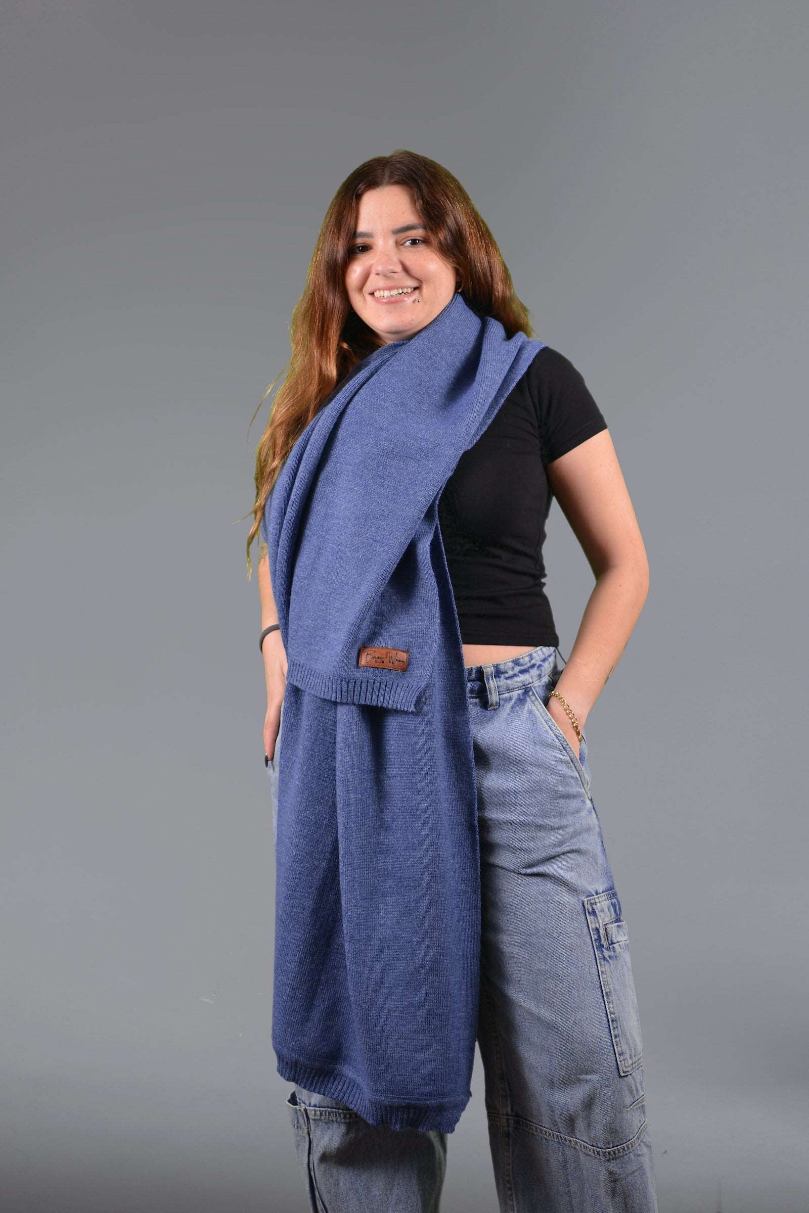 denim Knit wool Shawl