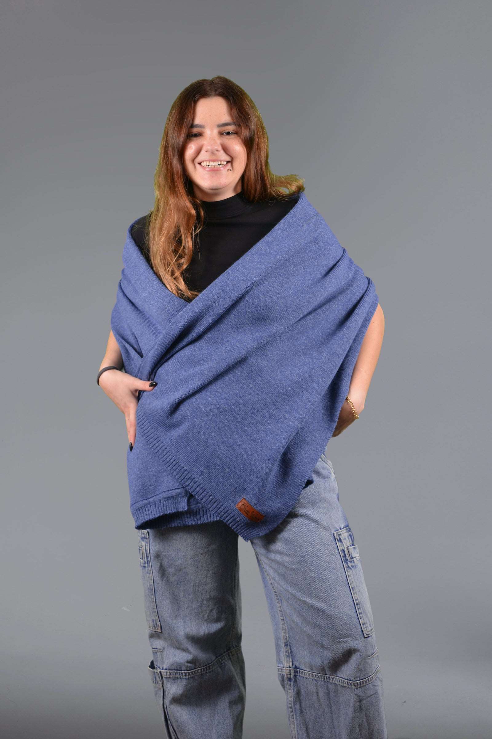 denim Knit wool Shawl