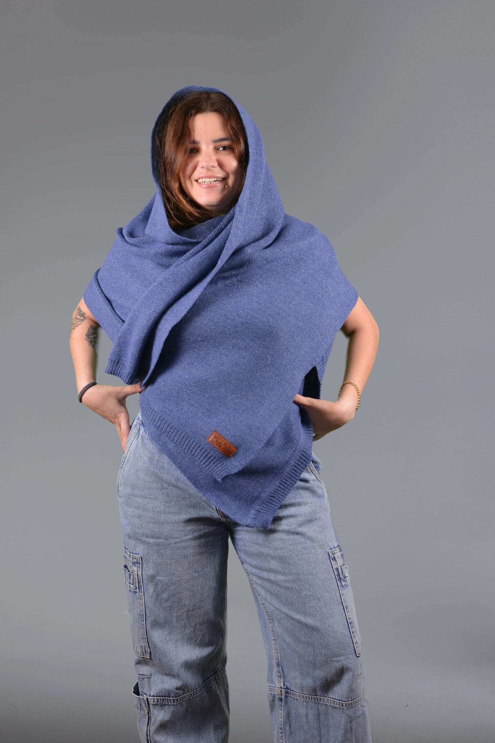 denim Knit wool Shawl