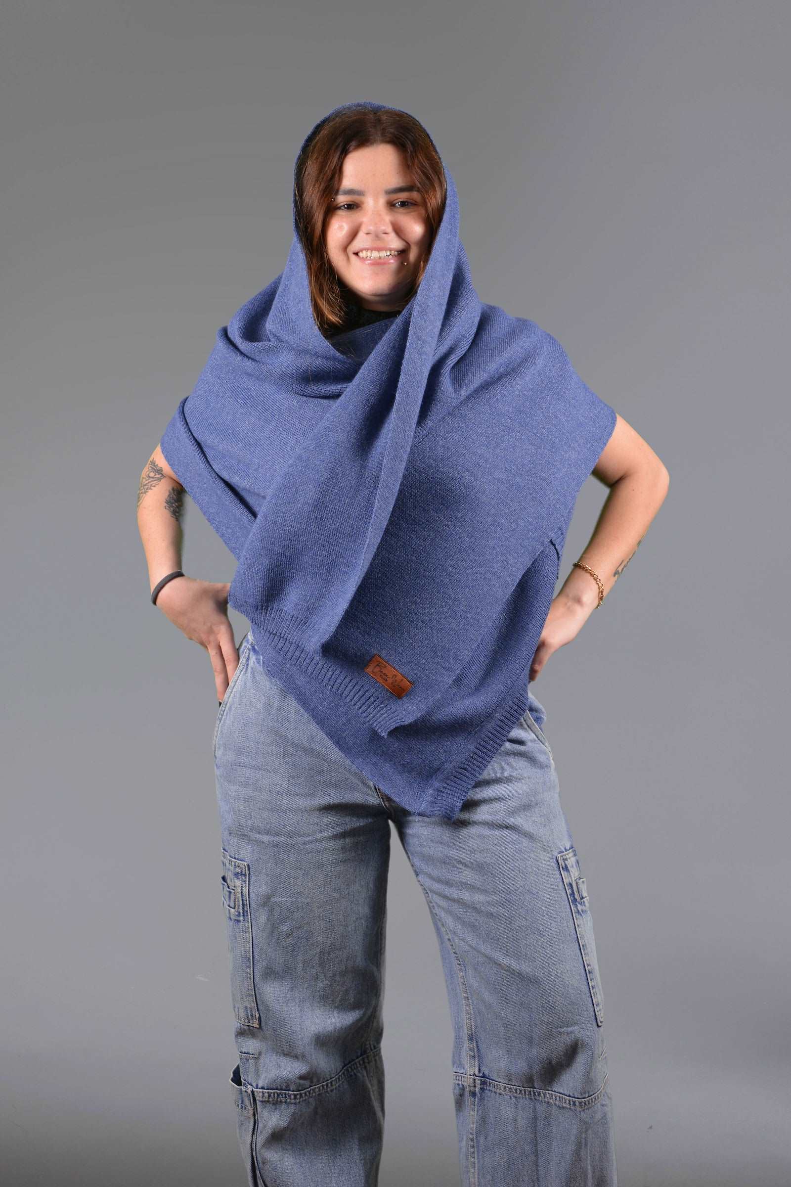 denim Knit wool Shawl
