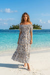 Mixed Floral Short Sleeves Maxi Dress