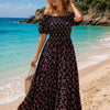 Basic Wear Club | Floral Rayon Cotton Short Sleeves Maxi Dress | Summer Beach Dress for Women