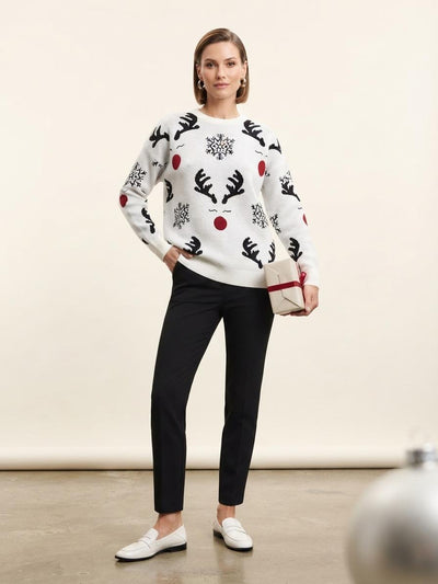 بلوفر أوف وايت – Off-White Festive Reindeer Knit Sweater | Basic Wear Club Egypt