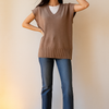 florai brown V-Neck Solid Knit Sweater Vest
