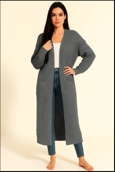 gray Cozy Oversized Knit Cardigan