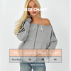 gray Off-Shoulder Zip Hoodie