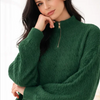 Cable Knit Quarter-Zip Sweater Turtleneck Tunic