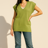 green V-Neck Solid Knit Sweater Vest
