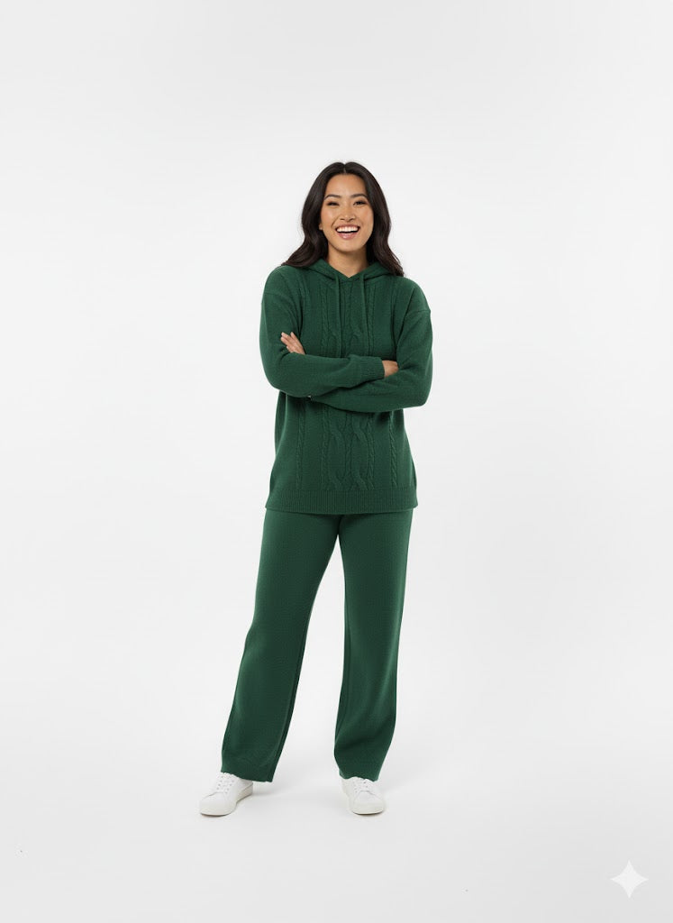 Hooded two-piece Knit Set – Comfortable Loungewear