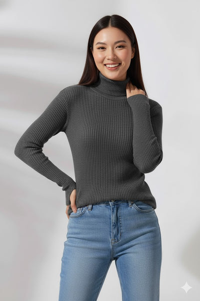 Basic Long Sleeves Ribbed Knit Top – Comfortable and Chic