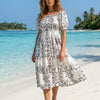 Basic Wear Club | Mini Floral Short Sleeves Rayon Cotton Dress | Summer Dress for Women
