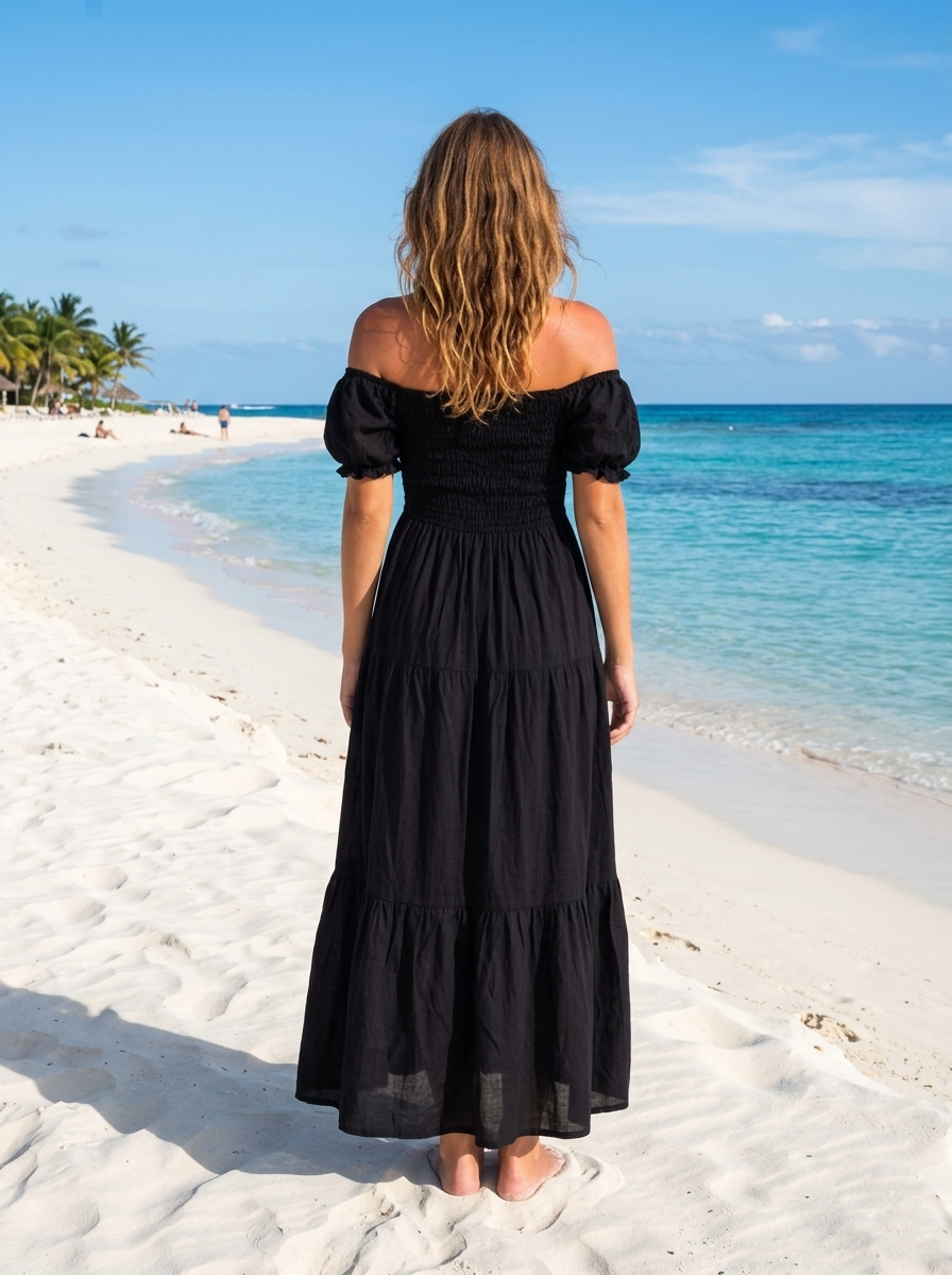 Basic Wear Club | Plain Rayon Cotton Short Sleeves Maxi Dress | Summer Dress for Women