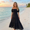 Basic Wear Club | Plain Rayon Cotton Short Sleeves Maxi Dress | Summer Dress for Women