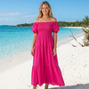 Basic Wear Club | Plain Rayon Cotton Short Sleeves Maxi Dress | Summer Dress for Women