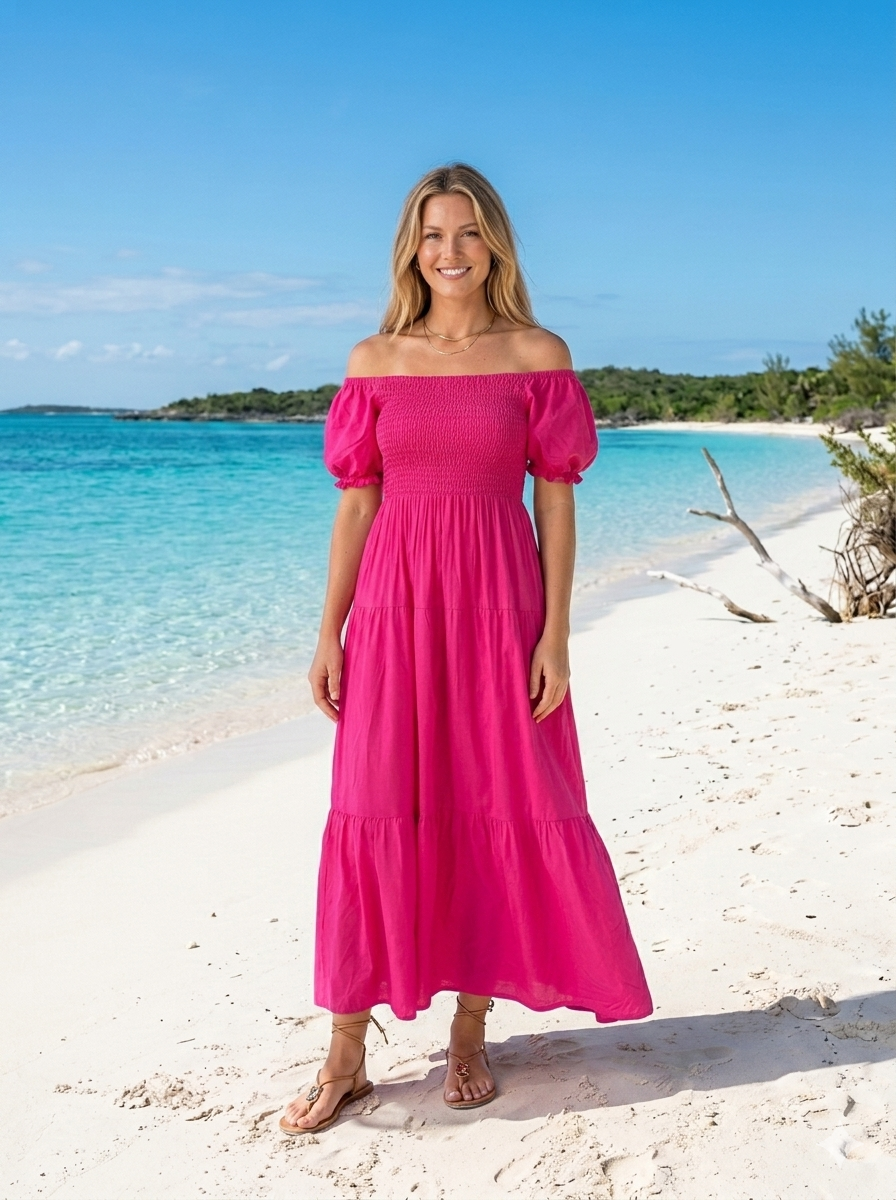 Basic Wear Club | Plain Rayon Cotton Short Sleeves Maxi Dress | Summer Dress for Women
