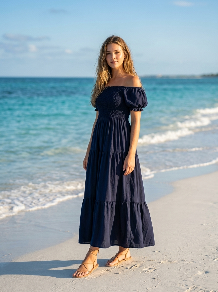 Basic Wear Club | Plain Rayon Cotton Short Sleeves Maxi Dress | Summer Dress for Women