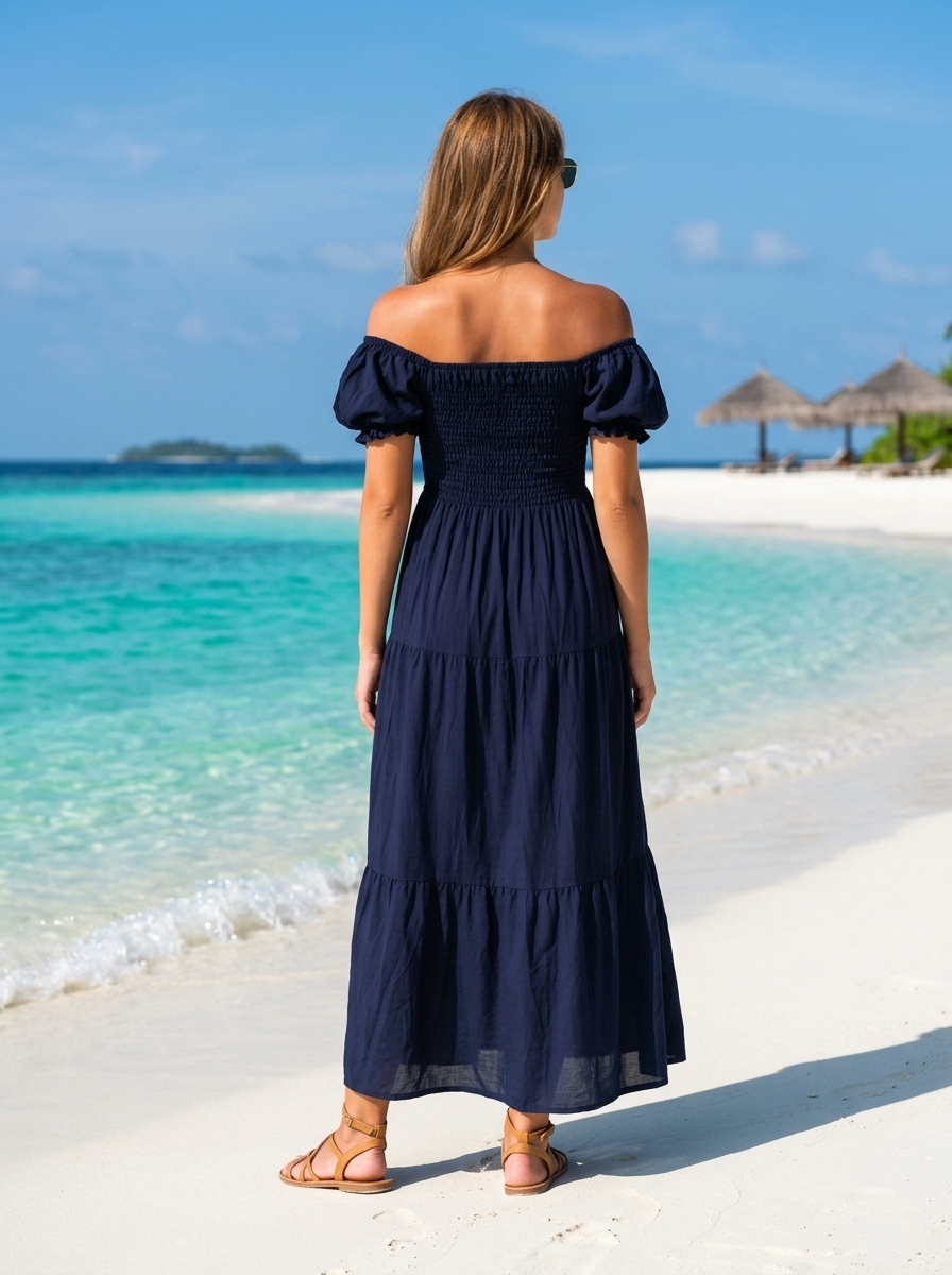 Basic Wear Club | Plain Rayon Cotton Short Sleeves Maxi Dress | Summer Dress for Women