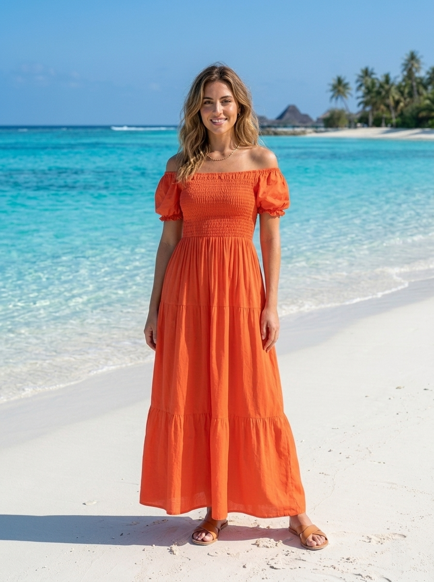 Basic Wear Club | Plain Rayon Cotton Short Sleeves Maxi Dress | Summer Dress for Women