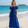 Basic Wear Club | Plain Rayon Cotton Short Sleeves Maxi Dress | Summer Dress for Women